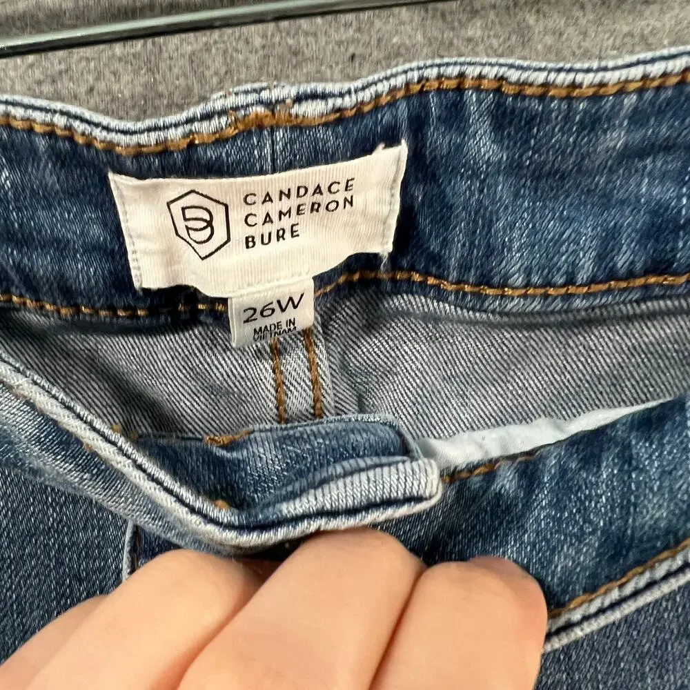 Candace Cameron Bure Cropped Straight Leg Jeans BigSur Med Wash, Plus 26